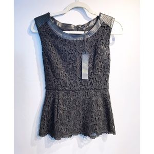 🌸NWT C. Luce sleeveless lace and leather
